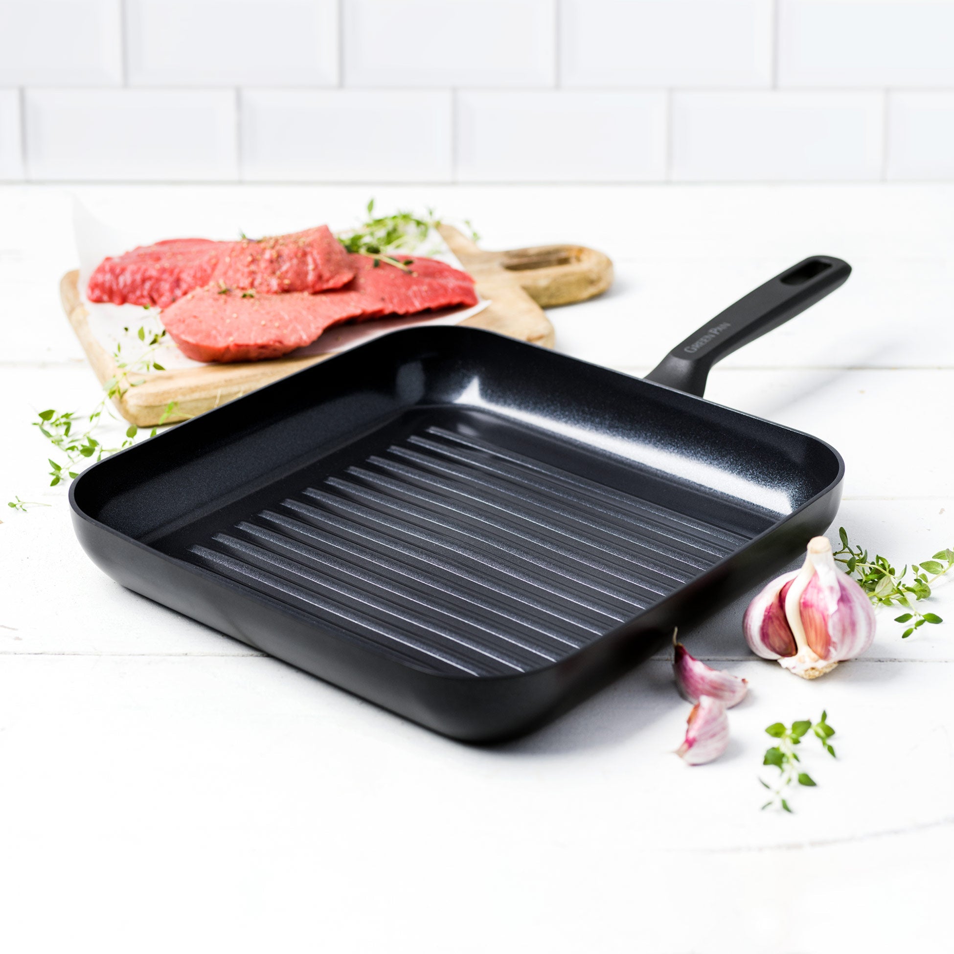 Memphis firkantet grillpande 28cm med keramisk non-stick belægning