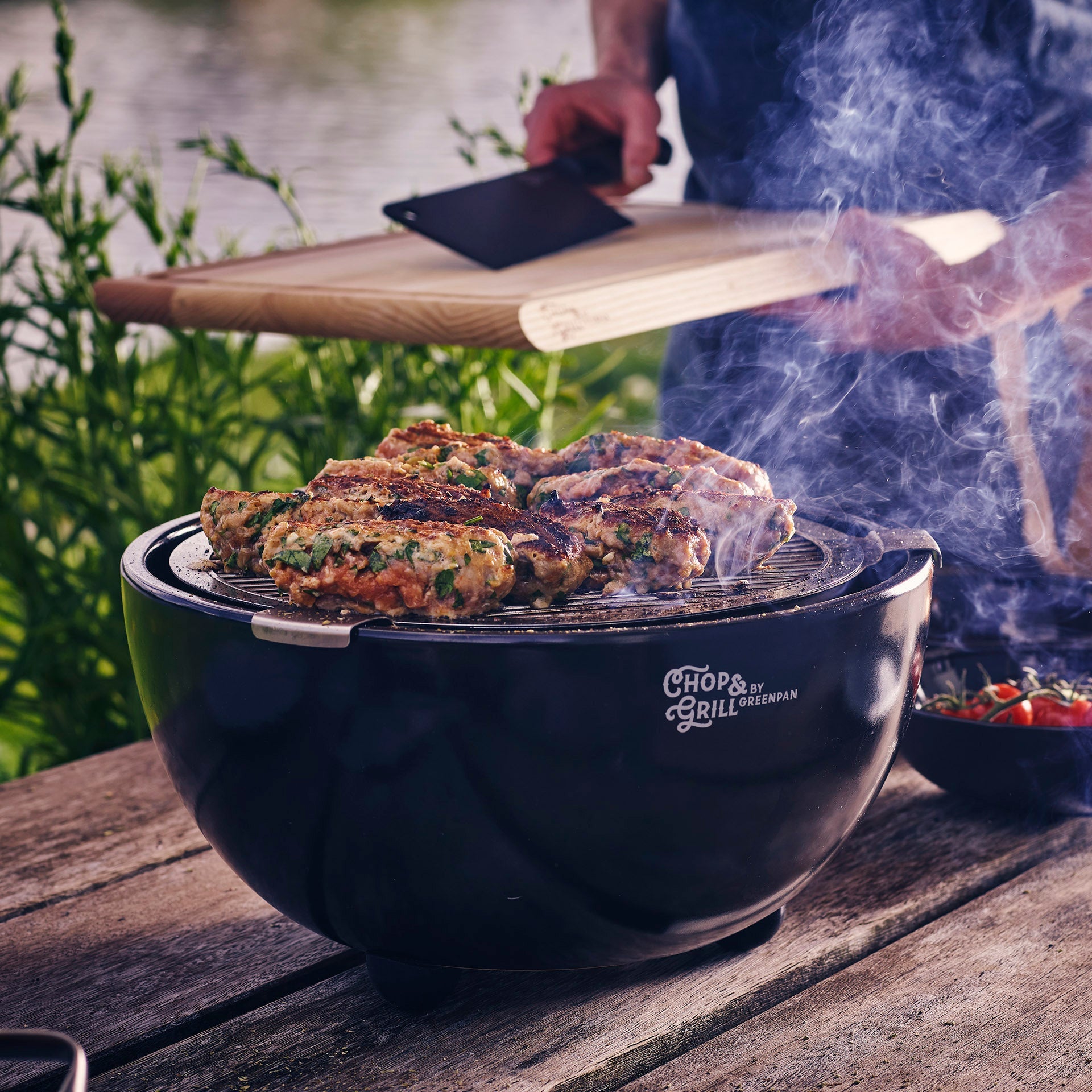 Chop & Grill Tafelbarbecue zwart&zilver met vlees