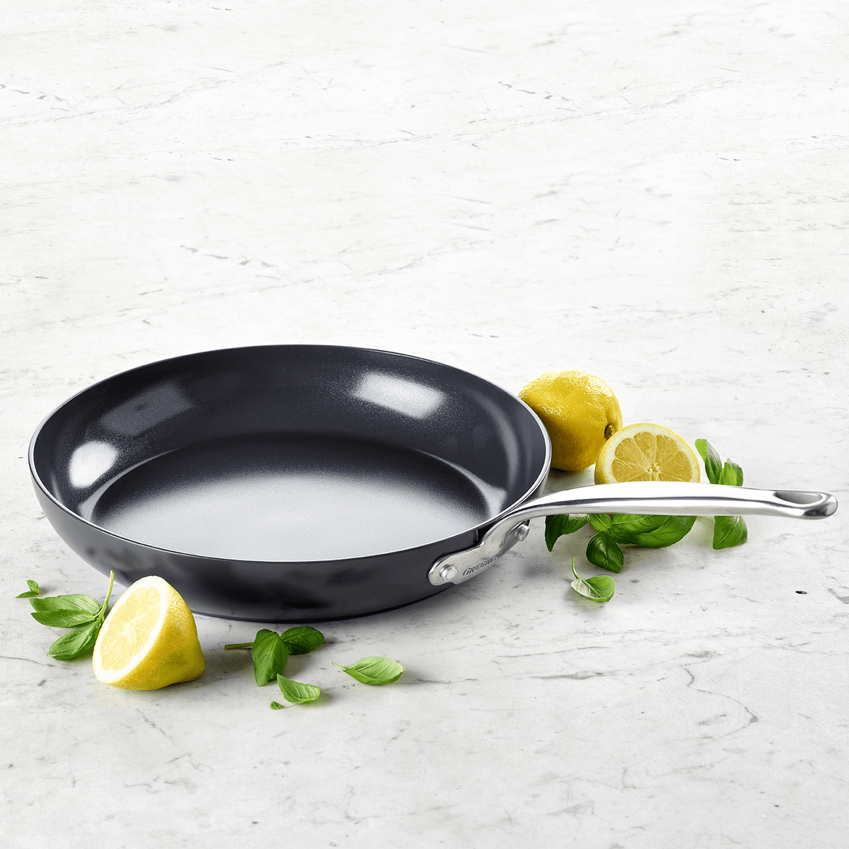 Barcelona Braadpan 32cm zwart met citroen