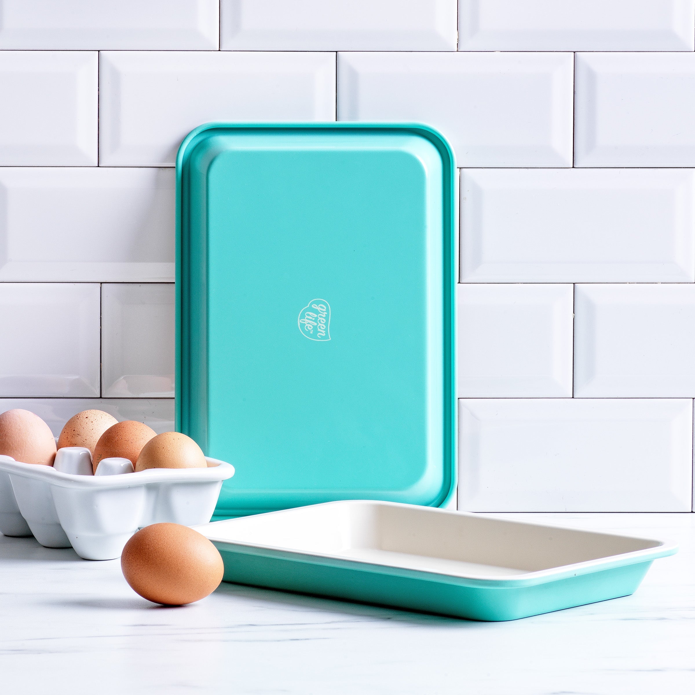 Contour Turkoois 2-delige Set Koekjesplaten turquoise 