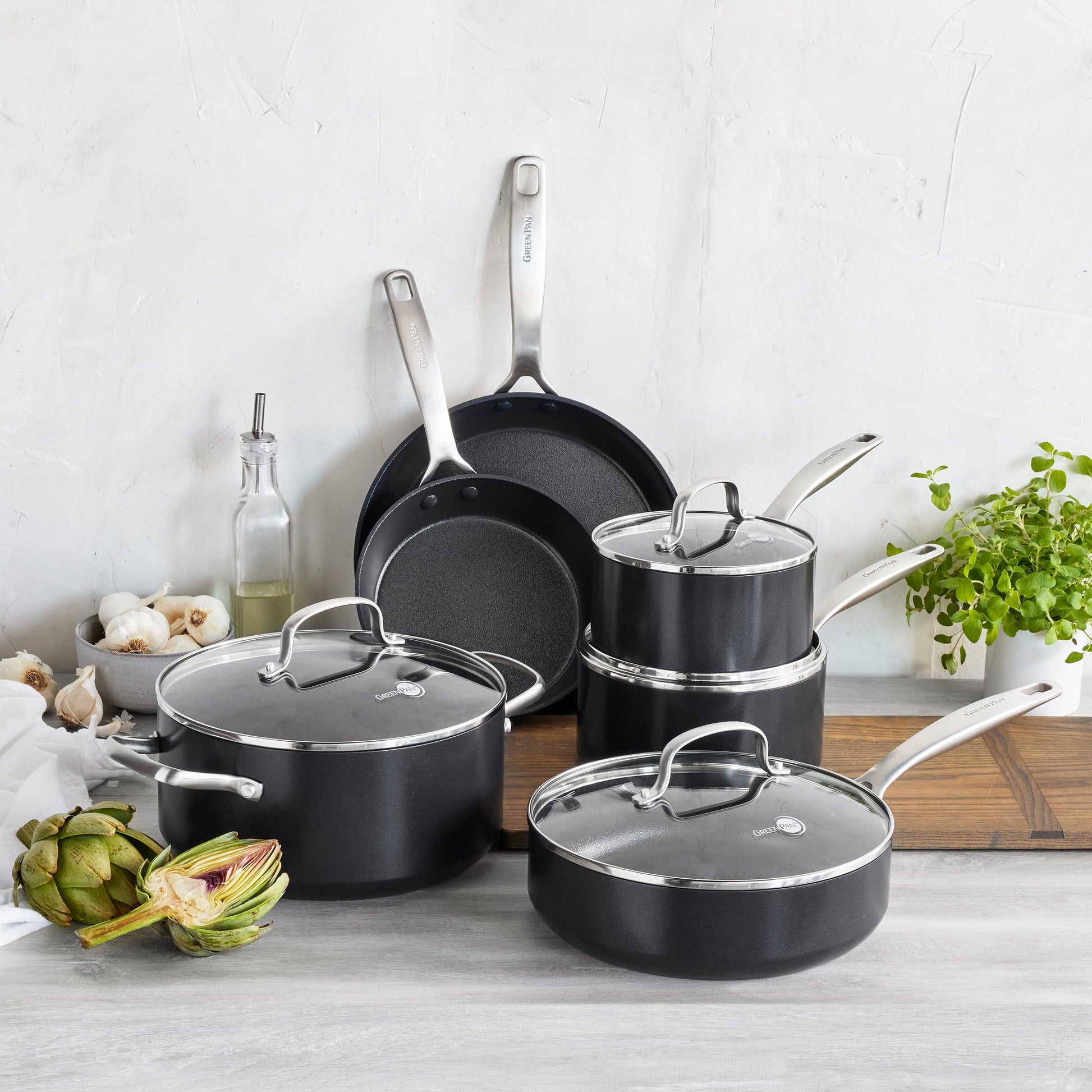 Greenpan Brussels Koekenpannen 24cm 28cm 2-delig Keramisch inductie pfas-vrij vooraanzicht