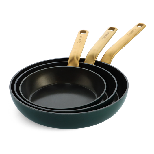 One Five Pine Green 3-delige set met matgouden handgrepen 20+24+28cm groen