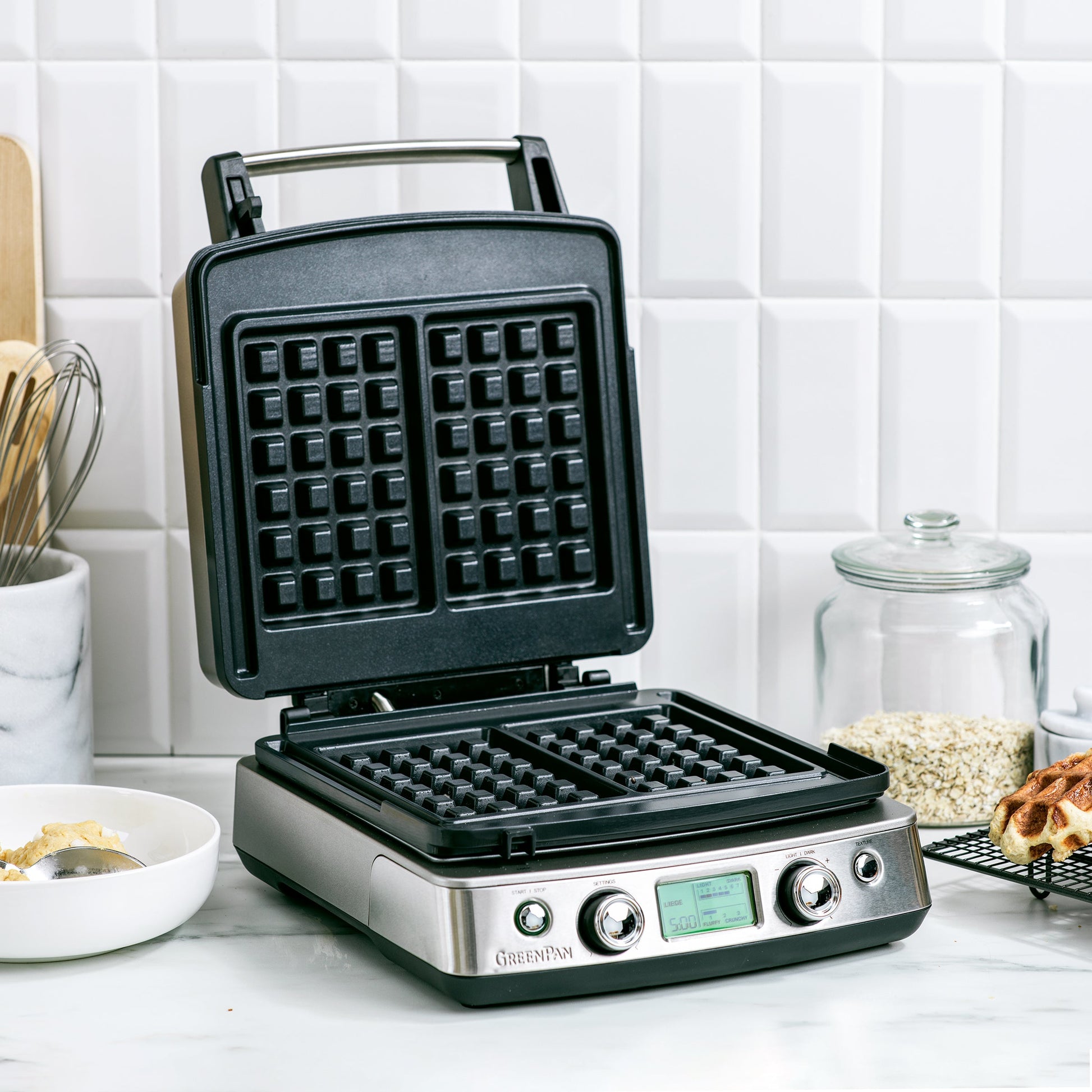 Wafelijzer Stainless Steel (incl. 2 sets wafelplaten) binnenkant