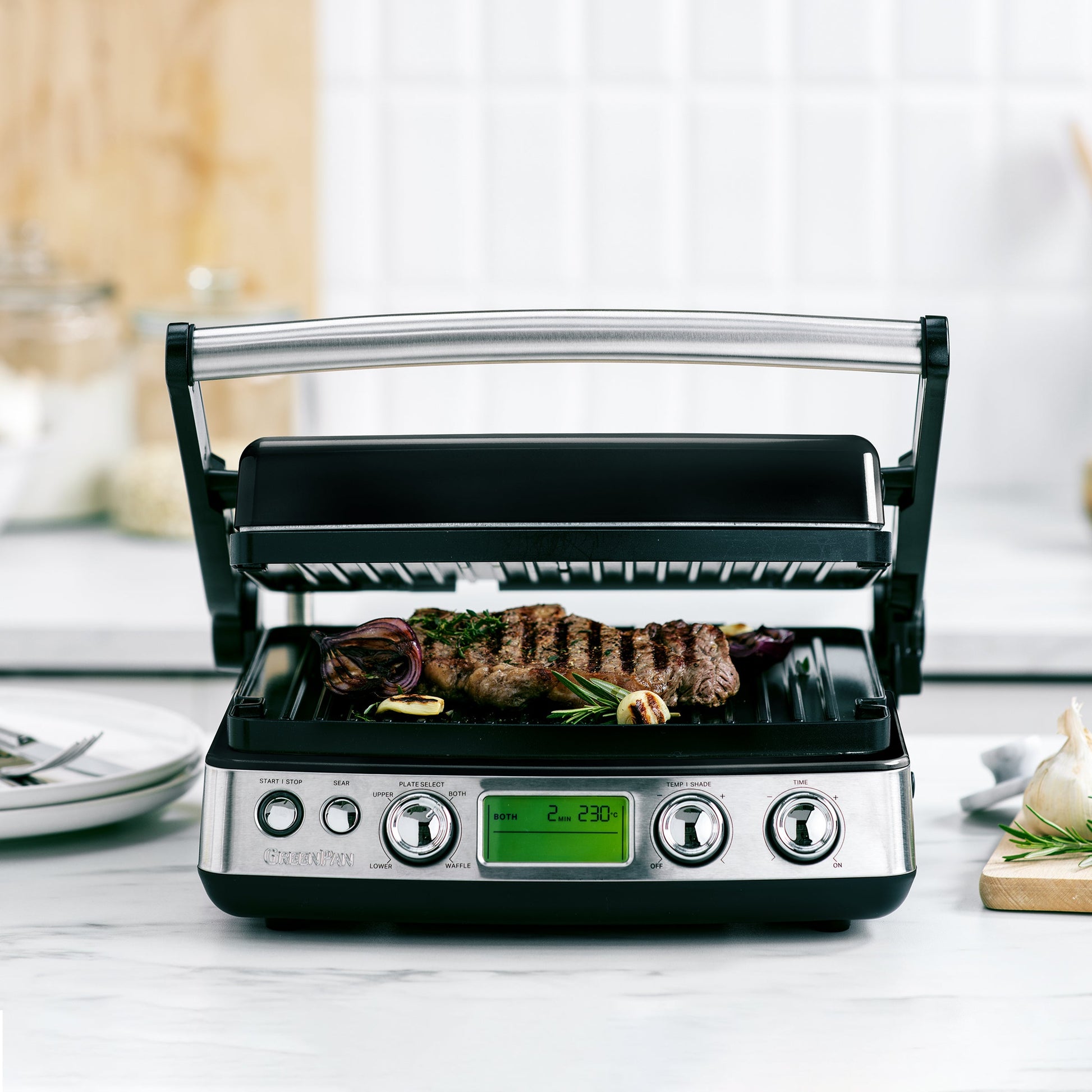 Contactgrill Glossy Black met vlees