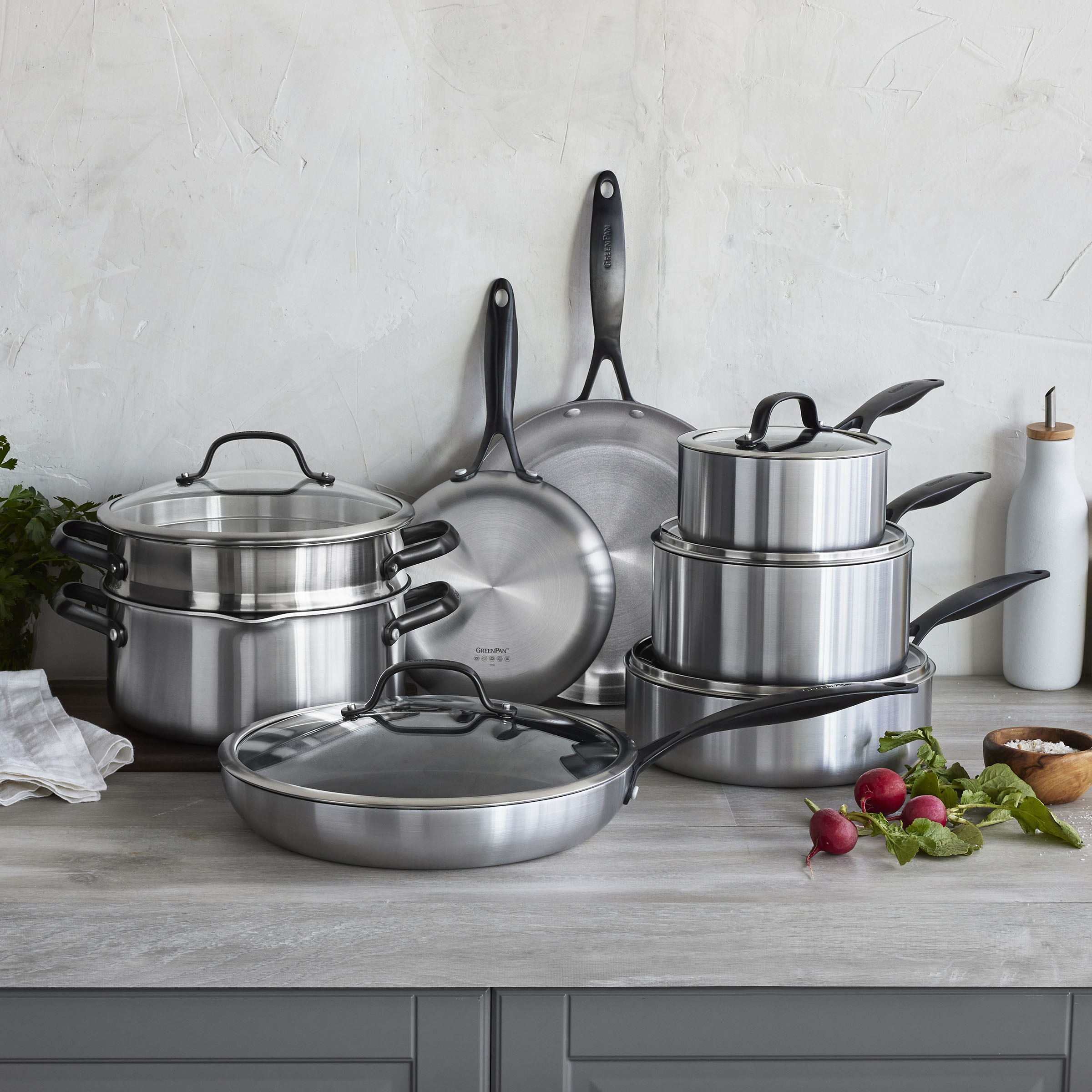 Venice Pro Noir 14-delt sæt uden belægning + Redskabssæt (Chef’s redskaber)