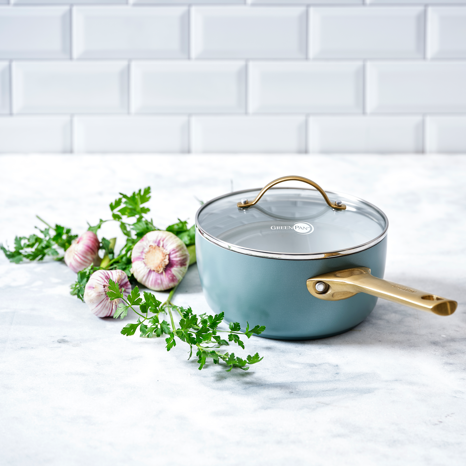 Padova SkyBlue kasserolle 18cm med keramisk non-stick belægning