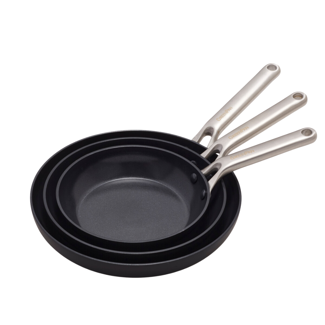 Greenpan Omega Braadpan Koekenpannen 3-delige Keramisch inductie pfas-vri vooraanzicht